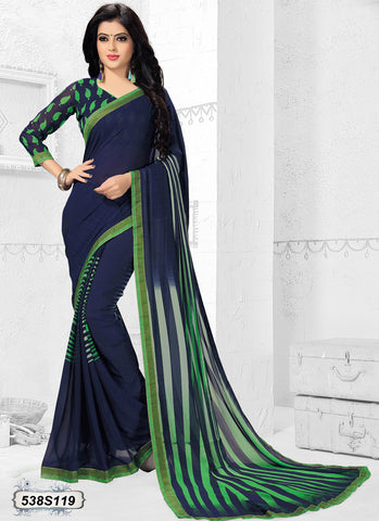 Navy Blue,Green Georgette Sarees