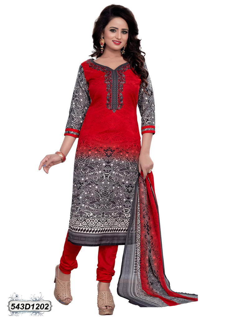Red,Black Poly Pure Cotton Salwar