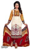 White Red Poly Pure Cotton Salwar