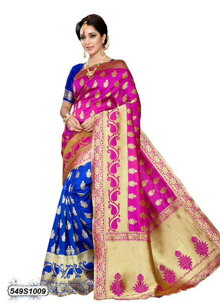 Pink,Blue Pure Silk Sarees