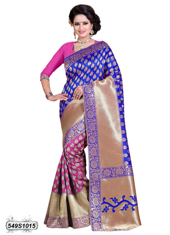 Pink,Blue Pure Silk Sarees