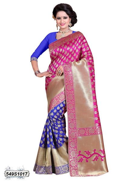 Pink,Blue Pure Silk Sarees