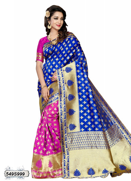 Pink,Blue Pure Silk Sarees