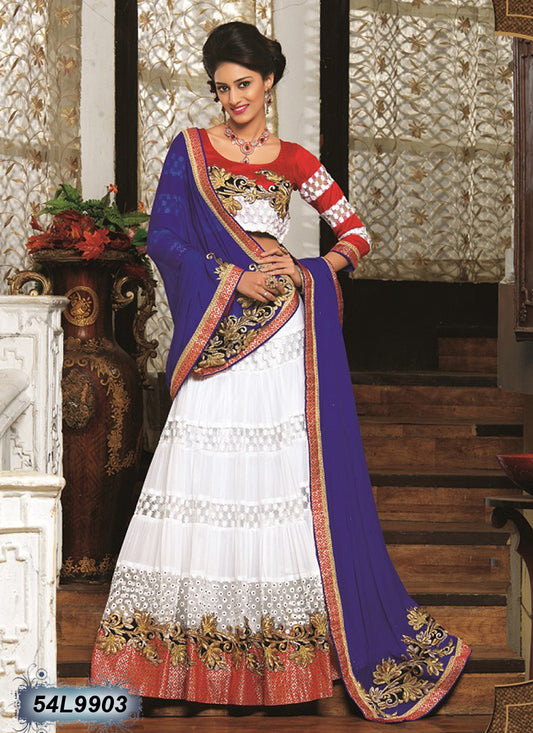 White Blue Designer Lehenga Choli