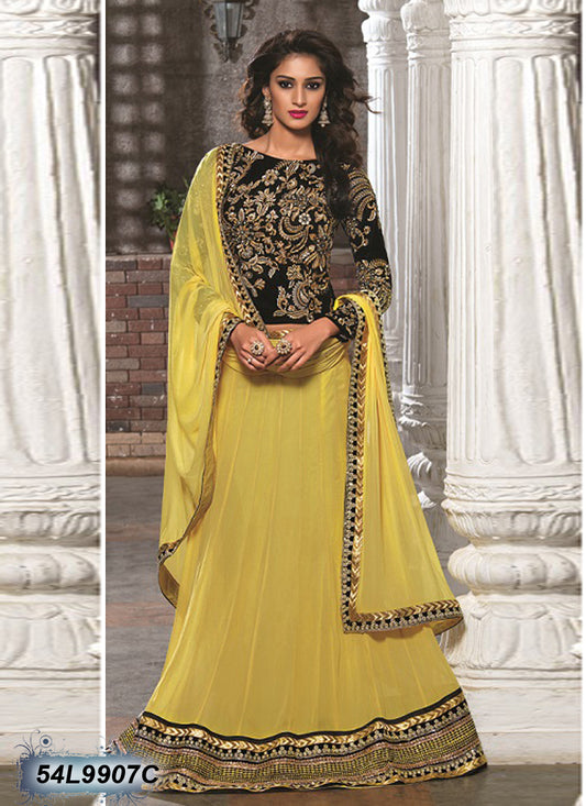 Yellow Black Designer Lehenga Choli