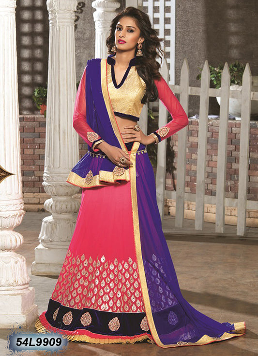 Red Blue Designer Lehenga Choli