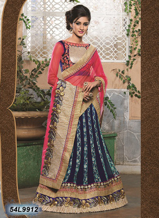 Red Blue Designer Lehenga Choli