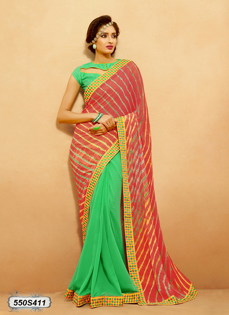 Red,Green Georgette Sarees