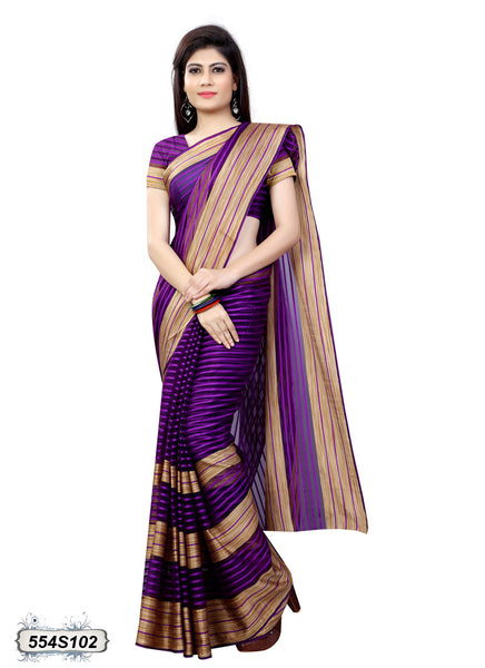 Purple,Beige Poly Silk Sarees