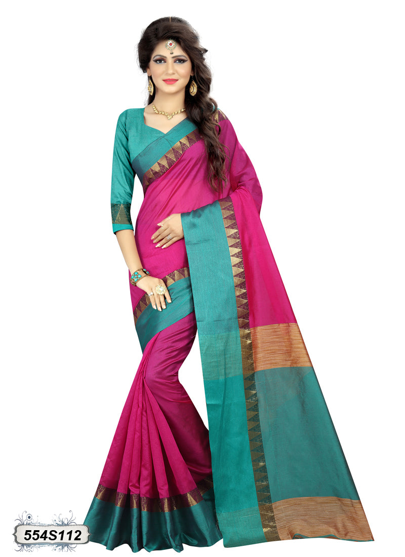 Green Pink Bhagalpuri Silk Sarees