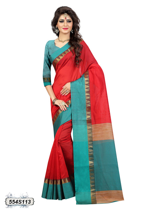 Green Red Bhagalpuri Silk Sarees