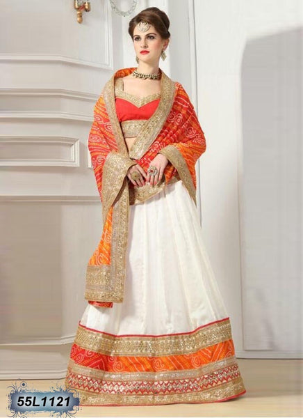 White and Red Silk Heavy Embroidered Bridal Lehenga Choli - Rent | Lehenga  choli, Bridal lehenga choli, Wedding lehenga online