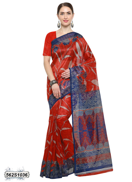 Red, Blue Art Silk Sarees