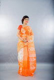 Orange White Dhakai Jamdani Sarees