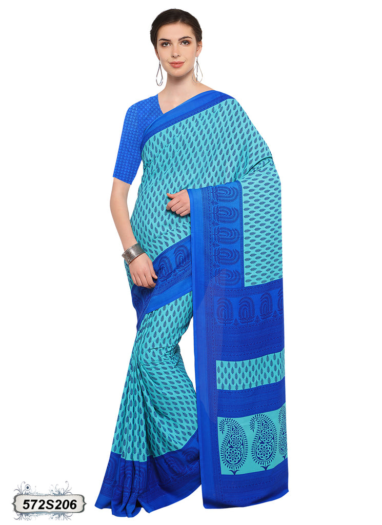Blue Crepe Sarees Get Extra 10% Discount on All Prepaid Transaction