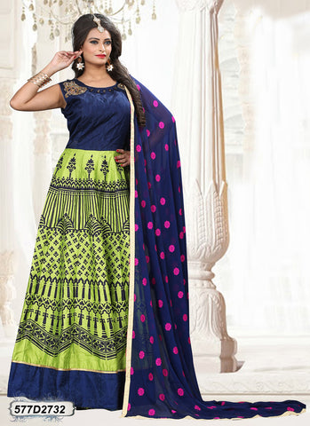 Blue,Green Bhagalpuri Silk Salwar