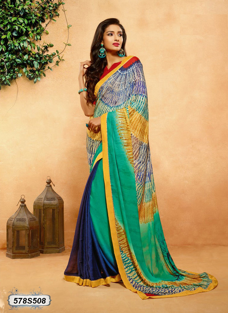 Red Green Georgette Sarees