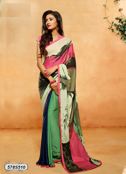 Pink Brown Georgette Sarees