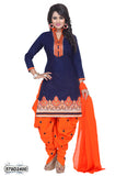 Blue Orange Pure Cotton Salwar