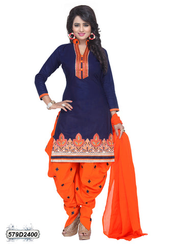 Blue Orange Pure Cotton Salwar