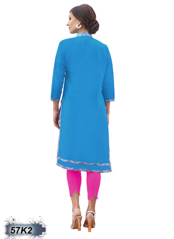 New Blue Office Stitched Kurtis Get Extra 10% Discount on All Prepaid Transaction