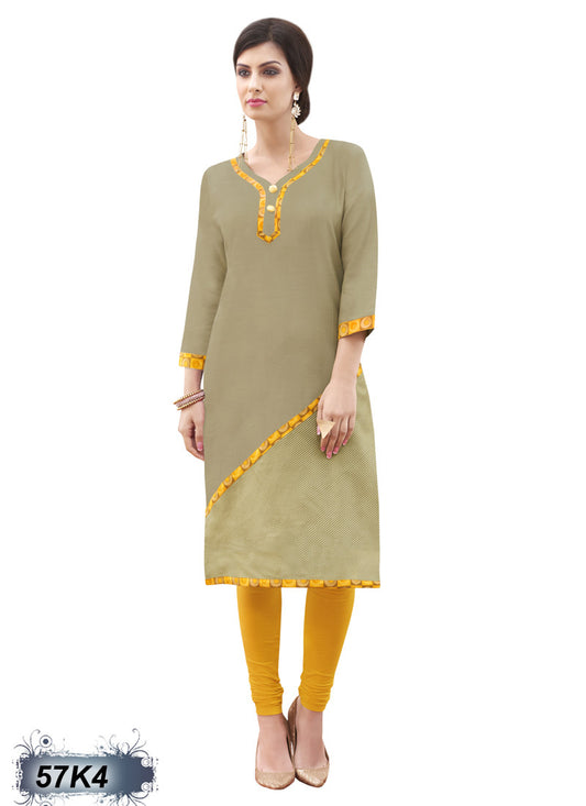 New Khaki Office Pure Cotton Kurtis