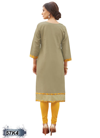 New Khaki Office Pure Cotton Kurtis