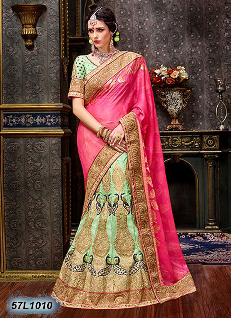 Green Pink Designer Lehenga Choli