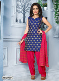 Blue Pink Silk Jacquard Salwar