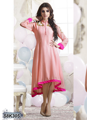 New Light Pink Santoon Stitched Moti Kurtis