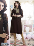 New Brown Santoon Stitched Embroidery Kurtis Get Extra 10% Discount on All Prepaid Transaction