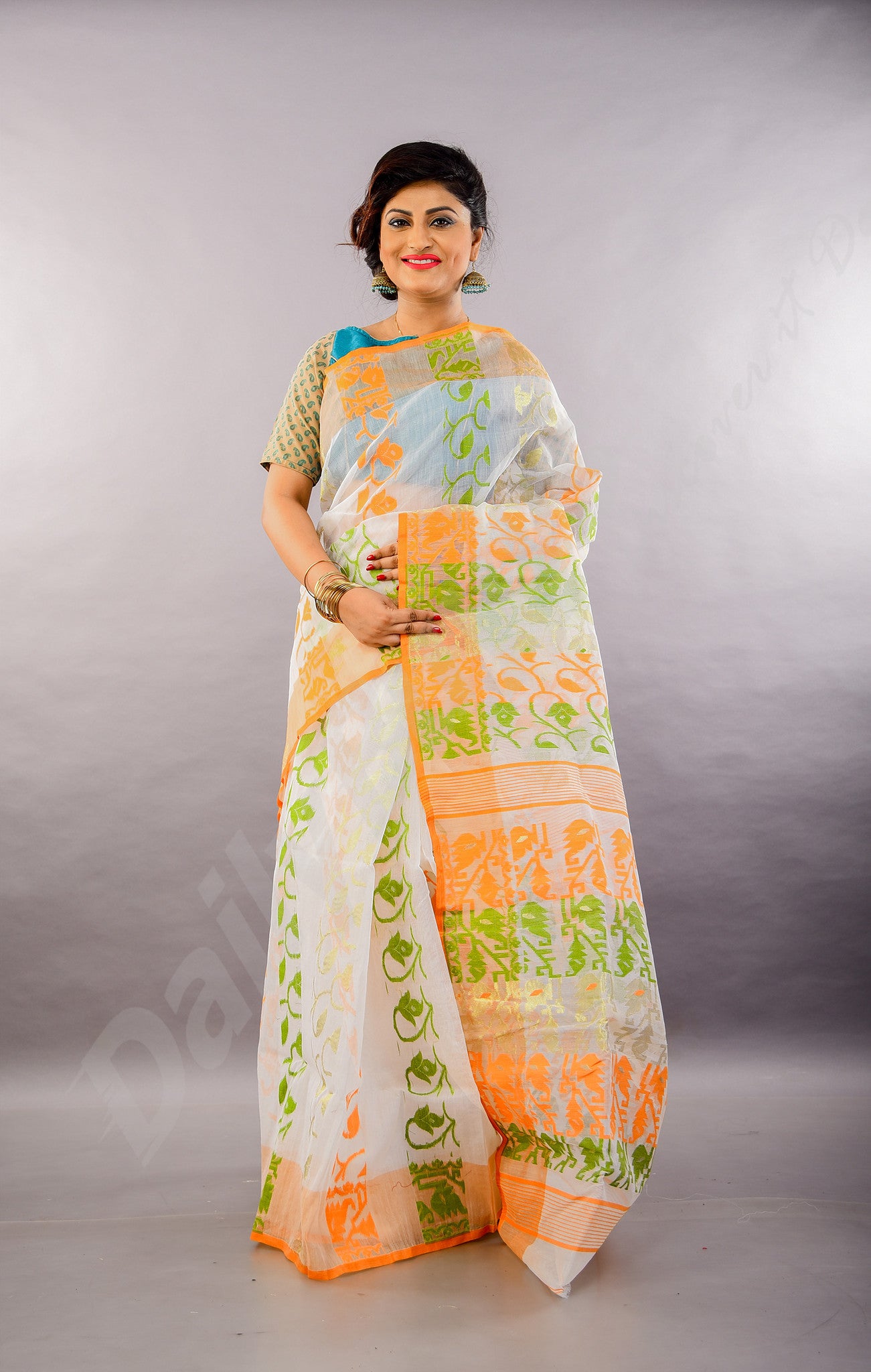 Yellow Dhakai Jamdani Sarees