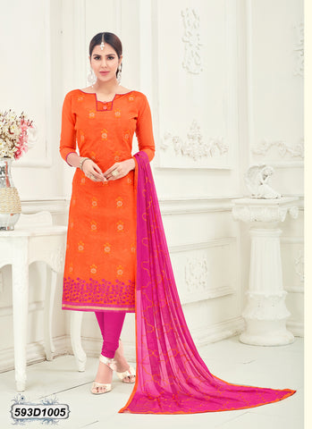 Orange Pink Poly Silk Salwar Get Extra 10% Discount on All Prepaid Transaction