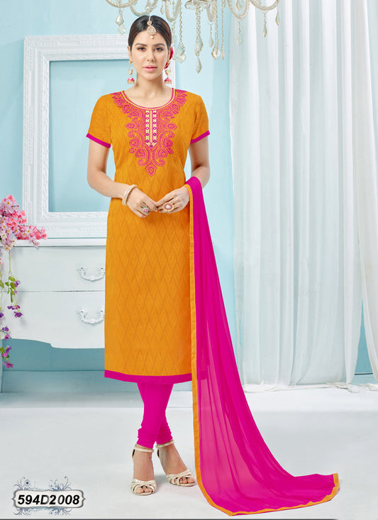 Yellow Pink Brasso Pure Cotton Salwar