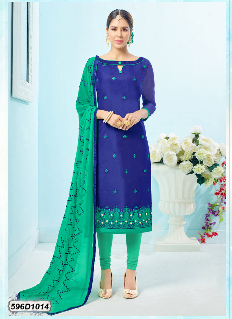 Green,Navy Blue Poly Silk Salwar