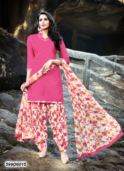 Off White,Pink Poly Pure Cotton Salwar