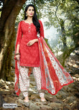 White,Red Poly Pure Cotton Salwar