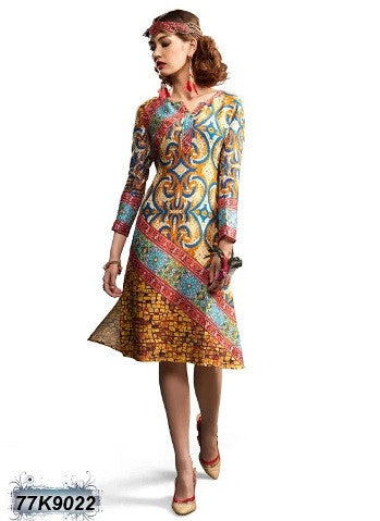 New Multi Coloured Pure Cotton Stitched Printed Kurtis Dailybuyys