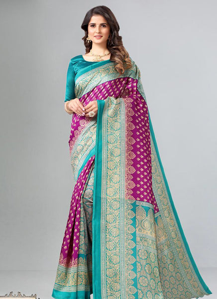 Green and pink Party Wear Designer Sarees