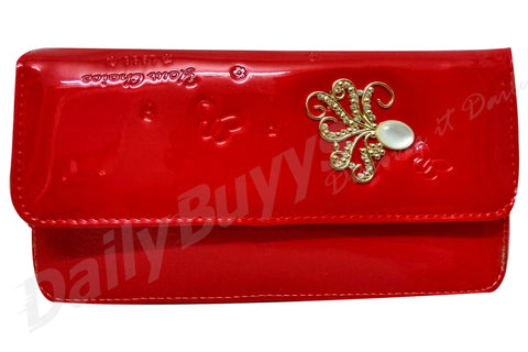 Red glossy ladies Wallet Get Extra 10% Discount on All Prepaid Transaction