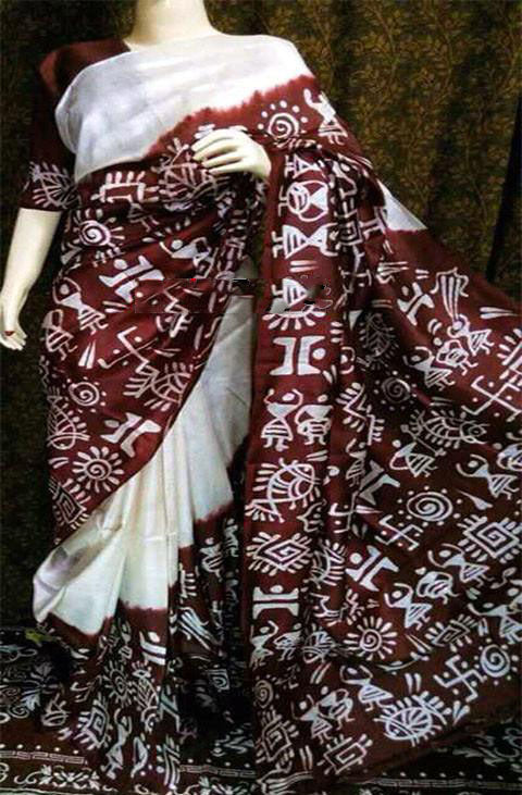 White Pure Silk Mark Certified Murshidabad Silk Sarees - Dailybuyys