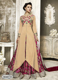 Beige, Maroon Taffeta Silk Salwar