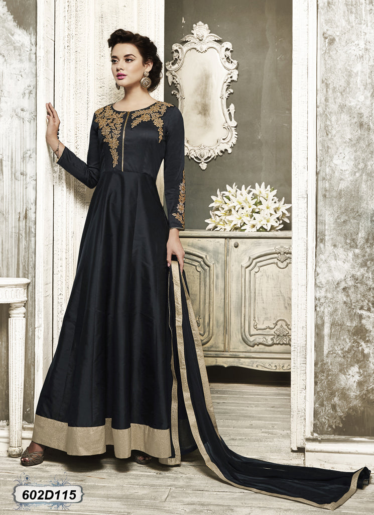 Black Taffeta Silk Salwar