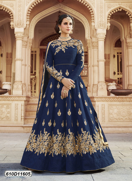 Blue Italian Silk Salwar