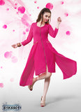 New Pink Georgette Crepe Stitched kurtis
