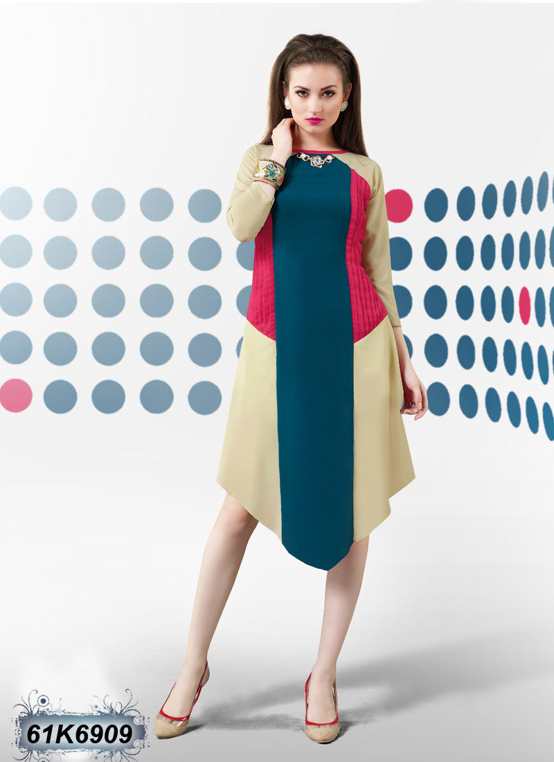 New Multi Colour Georgette Crepe Stitched kurtis