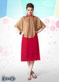 New Red Golden Georgette Crepe Stitched kurtis