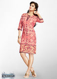 Red Cream Digital Printed Stitched Rayon Kurtis