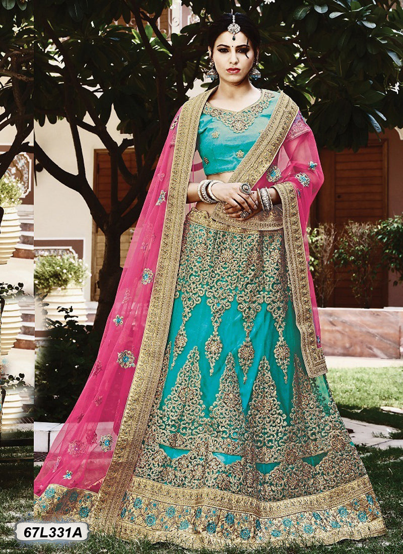 Pink Net Wedding Lehenga MS661511