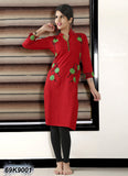 New Red Stitched Embroidery Loop Kurtis